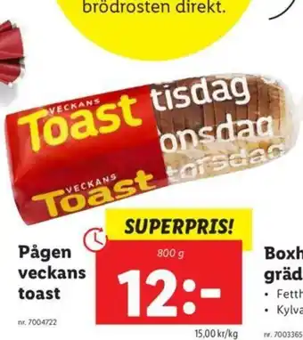 Lidl Pågen veckans toast 800g erbjuda