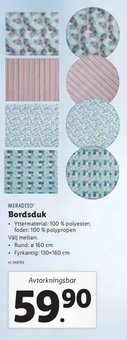 Lidl Meradiso Bordsduk erbjuda