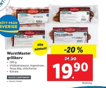 Lidl WurstMaster grillkorv 200g erbjuda