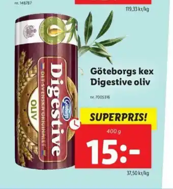 Lidl Göteborgs kex Digestive oliv 400g erbjuda