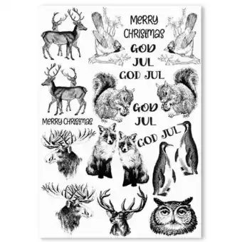 Transferark god jul skogens djur