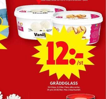 ICA Maxi Sia gräddglass erbjuda
