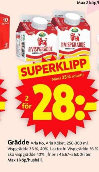 ICA Supermarket Arla vispgrädde erbjuda