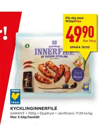 Willys Hemma Garant kycklinginnerfilé erbjuda