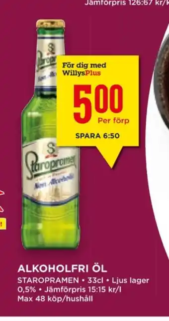 Willys Hemma Staropramen öl erbjuda