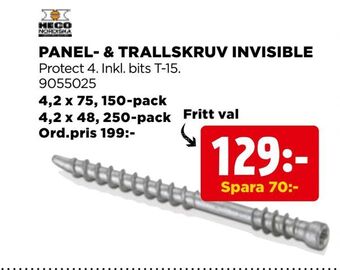 Jem&Fix Panel- & trallskruv invisible erbjuda