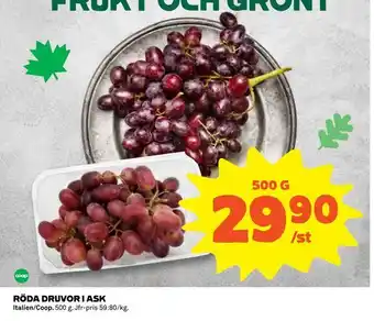Coop Konsum Röda druvor i ask erbjuda