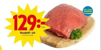 Matöppet Rostbiff i bit erbjuda