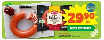 Stora Coop Falukorv i ring erbjuda