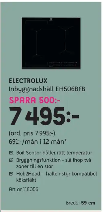 Elon Electrolux inbyggnadshäll eh506bfb erbjuda