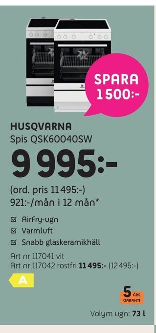 Husqvarna spis qsk60040sw
