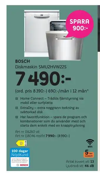 Elon Bosch diskmaskin smu2hvw22s erbjuda