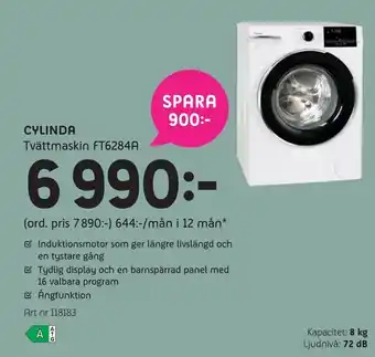 Elon Cylinda tvättmaskin ft6284a erbjuda