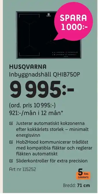 Elon Husqvarna inbyggnadshäll qhib750p erbjuda
