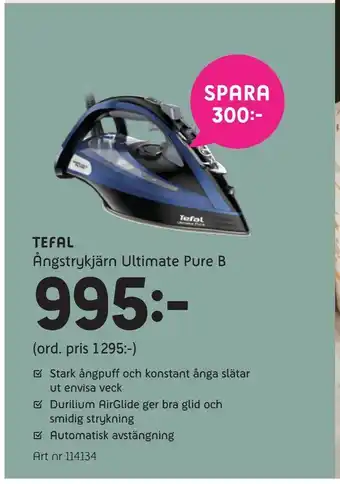 Elon Tefal ångstrykjärn ultimate pure b erbjuda