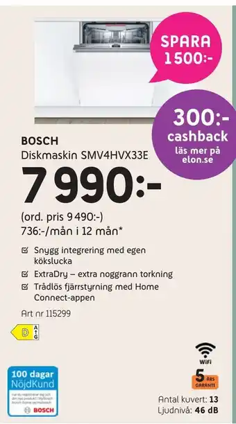 Elon Bosch diskmaskin smv4hvx33e erbjuda