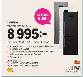 Elon Cylinda kyl/frys kf9185nehe erbjuda