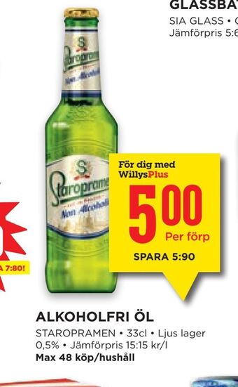 Willys Alkoholfri öl erbjuda
