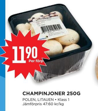 Willys Champinjoner 250g erbjuda