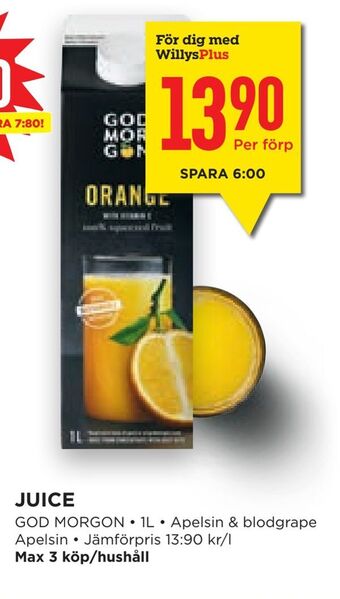 Willys Hemma Juice erbjuda