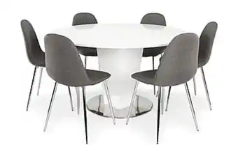 Furniturebox Facette bord + 6 nikolas stolar grå/krom erbjuda
