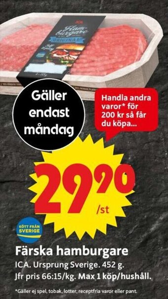 ICA Supermarket Färska Hamburgare erbjuda