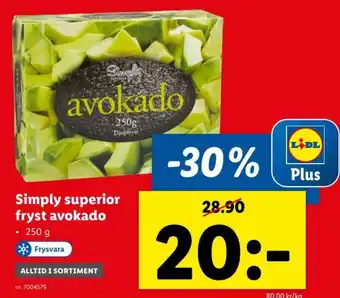 Lidl Simply Superior Fryst Avokado erbjuda