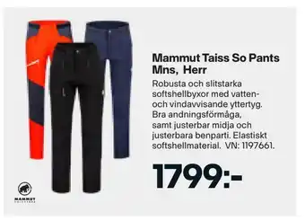 XXL Mammut taiss so pants mns, herr erbjuda