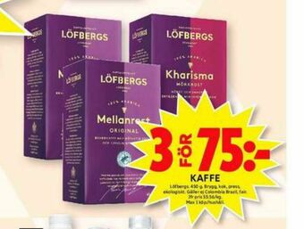 ICA Maxi Löfbergs Lila Kaffe malet erbjuda
