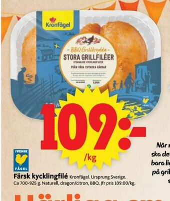ICA Supermarket Kronfågel Kycklingfilé erbjuda