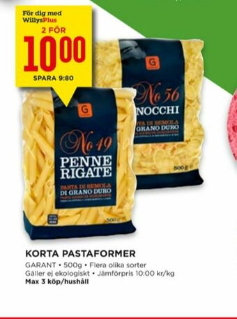 Willys Garant Pasta sorterad erbjuda