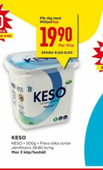 Willys Keso Cottage cheese erbjuda