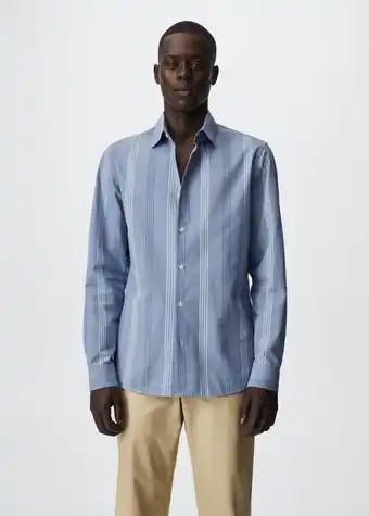 Mango Randig slim-fit skjorta erbjuda