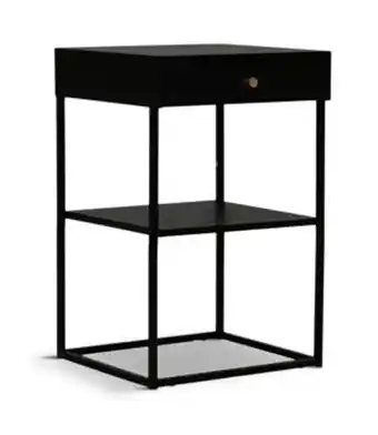 Formby sängbord med låda hylla matt svart metall h70cm