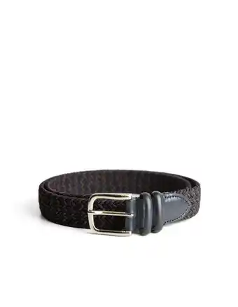 Woven stretched rayon belt navy/brown