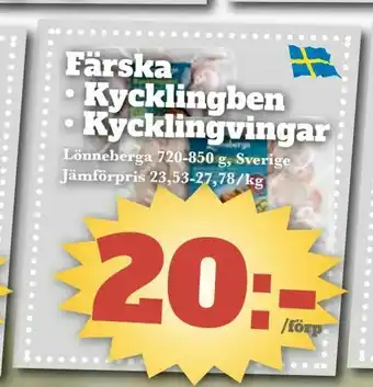 Färska • Kycklingben • Kycklingvingar