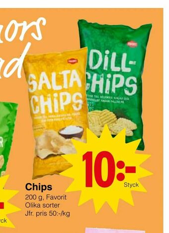 Matöppet Chips erbjuda