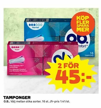 Coop Extra Tamponger erbjuda