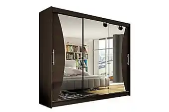 Furniturebox Belle garderob 250 skjutdörrar svängd spegel valnöt erbjuda