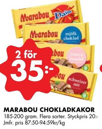 ÖoB Marabou chokladkakor erbjuda