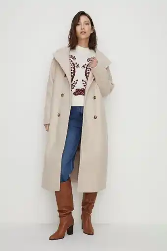 Oasis Belted top stitch funnel neck coat erbjuda