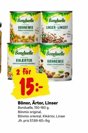 Bönor, Ärtor, Linser