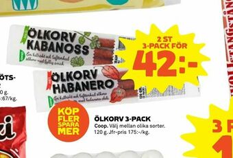 Coop Extra Ölkorv 3-pack erbjuda