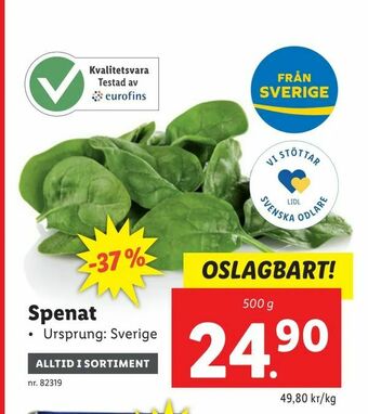 Lidl Spenat erbjuda