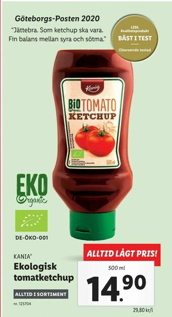 Lidl Ekologisk tomatketchup erbjuda