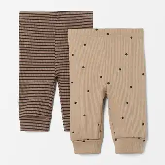 Åhléns Ribbade leggings i ekologisk bomull ivy, 2-pack erbjuda