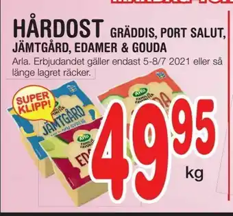 Hårdost gräddis, port salut, jämtgård, edamer & gouda