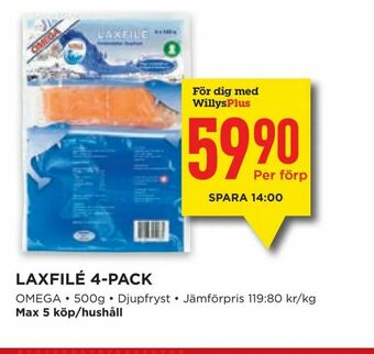 Willys Laxfilé 4-pack erbjuda