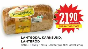 Willys Lantgoda, kärnsund, lantbröd erbjuda
