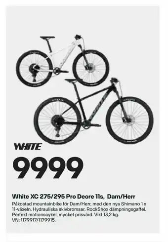 XXL White XC 275/295 Pro Deore 11s, Dam/Herr erbjuda